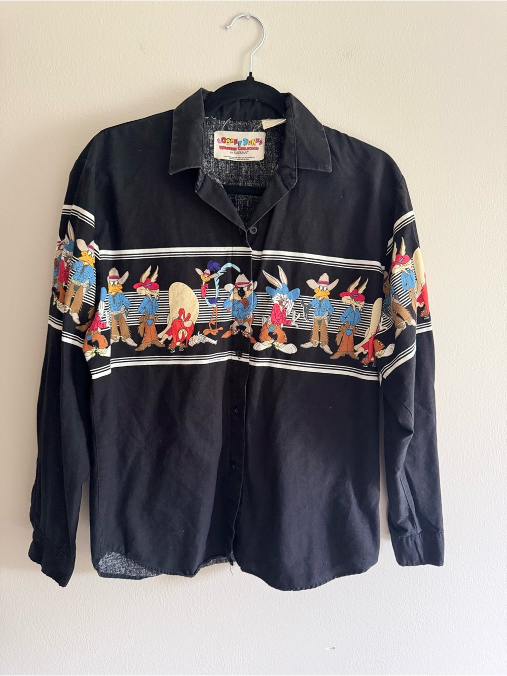 Vintage 1993 Looney Tunes Western Button-Up Shirt Size Medium